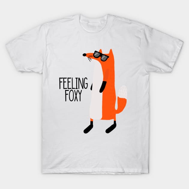 Feeling Foxy, Funny Cute Fox in Sunglasses T-Shirt by Dreamy Panda Designs